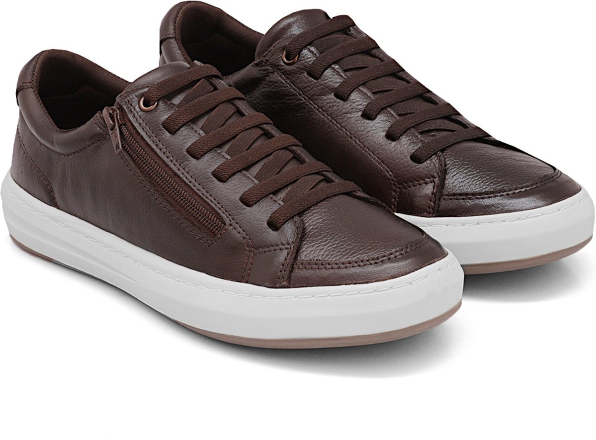 Imagem principal Tênis Casual Sapatênis Em Couro Calce Fácil Zíper Lateral + Smartwatch Grátis Nine4 café/marrom Nine4 café/marrom