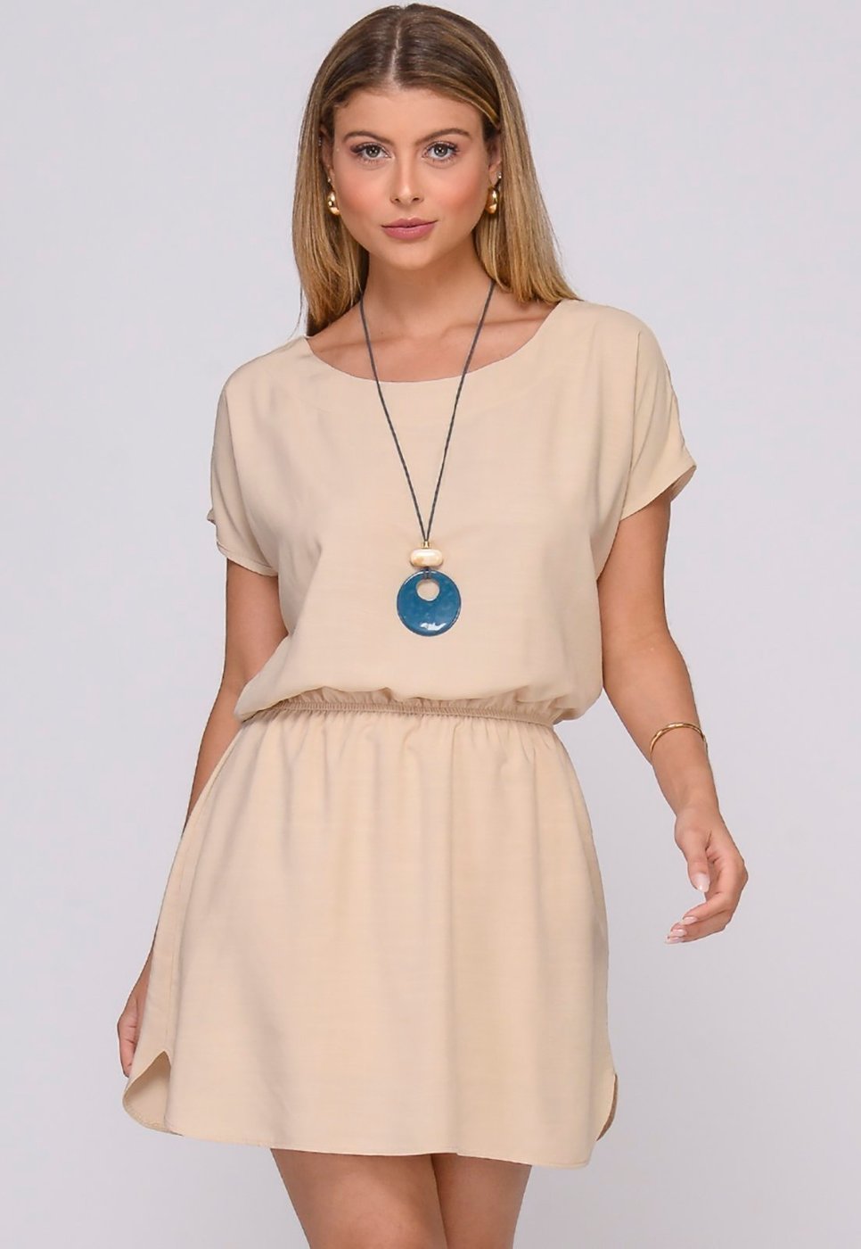 Imagem principal Vestido Curto C Elástico na Cintura Stela BBonnie bege BBonnie bege