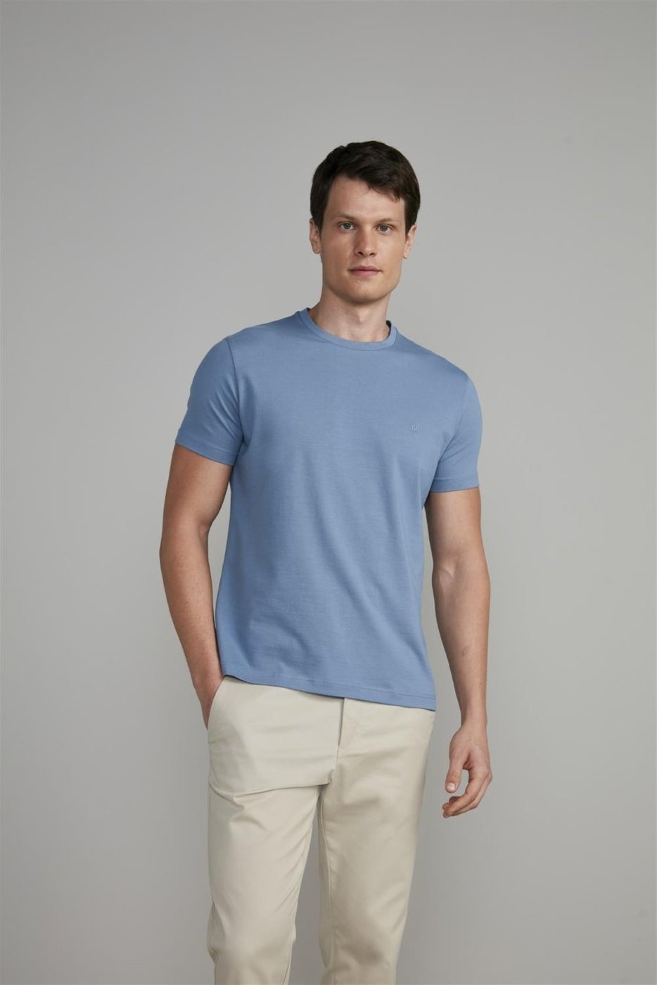 Imagem principal HIGHSTIL Camiseta Manga Curta Comfort Malha Básica Jeans azul HIGHSTIL azul