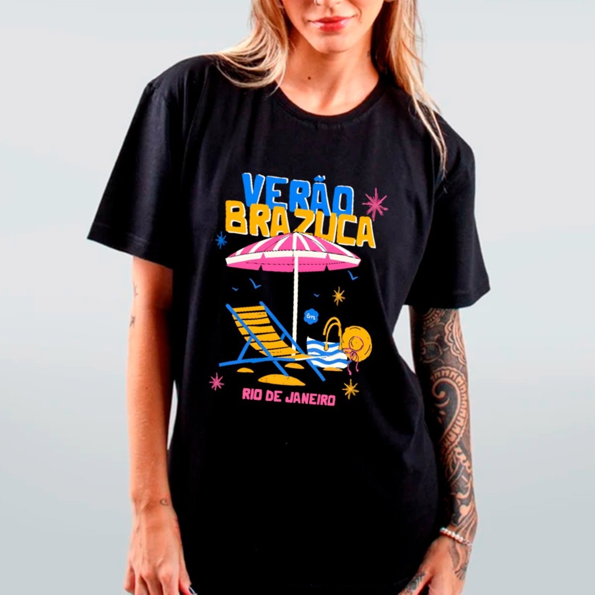 Imagem principal Camiseta Ousy Básica Verão Brazuca Partiu Rio de Janeiro Unissex rosa ousy rosa