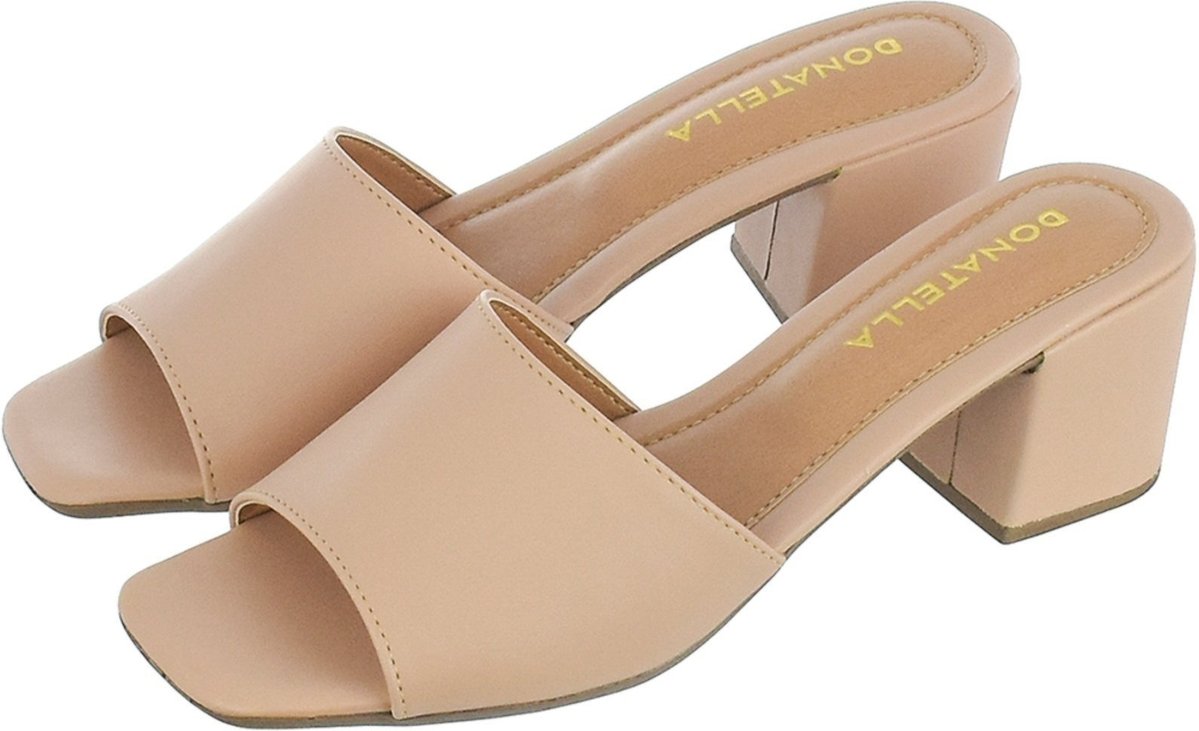 Sandália Feminina Tamanco Salto Alto Bloco CM Calçados Liso