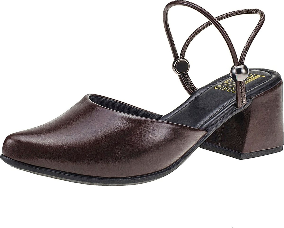 Imagem principal Scarpin Lóris Shoes Feminino Mule Sapato Social 2 em 1 Bico Fino de Scarpin Salto Bloco Fashion 1138 Café preto LÓRIS SHOES preto