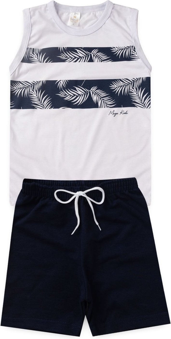 Imagem principal Infantil - Conjunto Verão Masculino Regata Folhas - Branco Mega Kids unico Mega Kids unico
