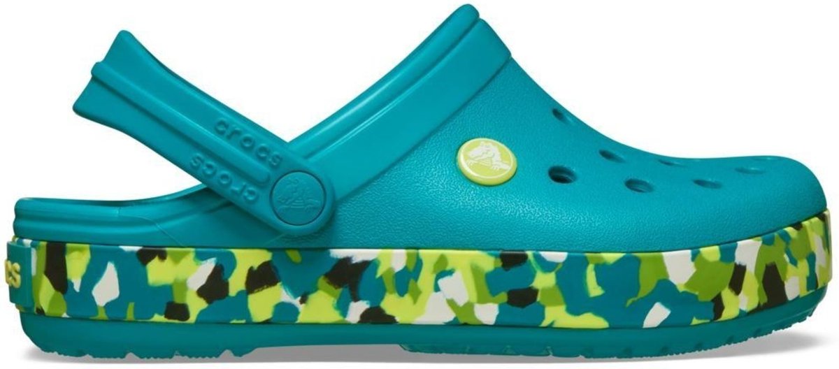 Imagem principal Infantil - Sandália Crocs Crocband Glow Confetti Band Clog K Turbo Teal/Multi Verde verde teal Crocs verde teal