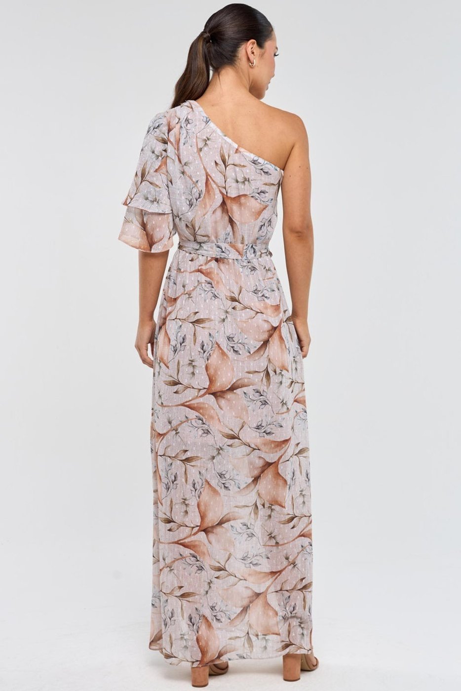 Imagem principal Vestido Longo PKS Um Ombro Só Estampa Mousse bege PKS bege