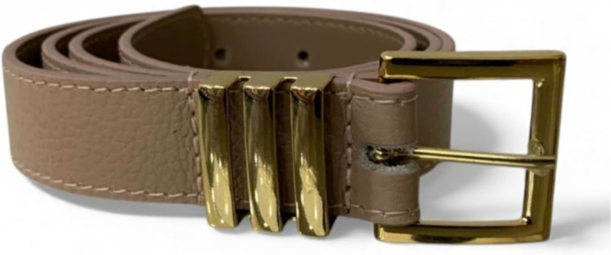 Cinto Feminino em Couro Fivela Quadrada Dourada 006