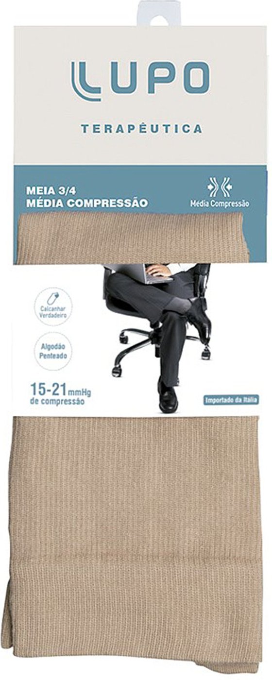 Meia 3/4 Lupo Média Compressão Terapêutica Varizes 15 - 21mmHg 55100