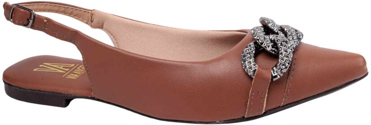 Sapatilha Feminina Slingback Corrente Moderna Elegante Confortável Casual Social Via Angel 94.02