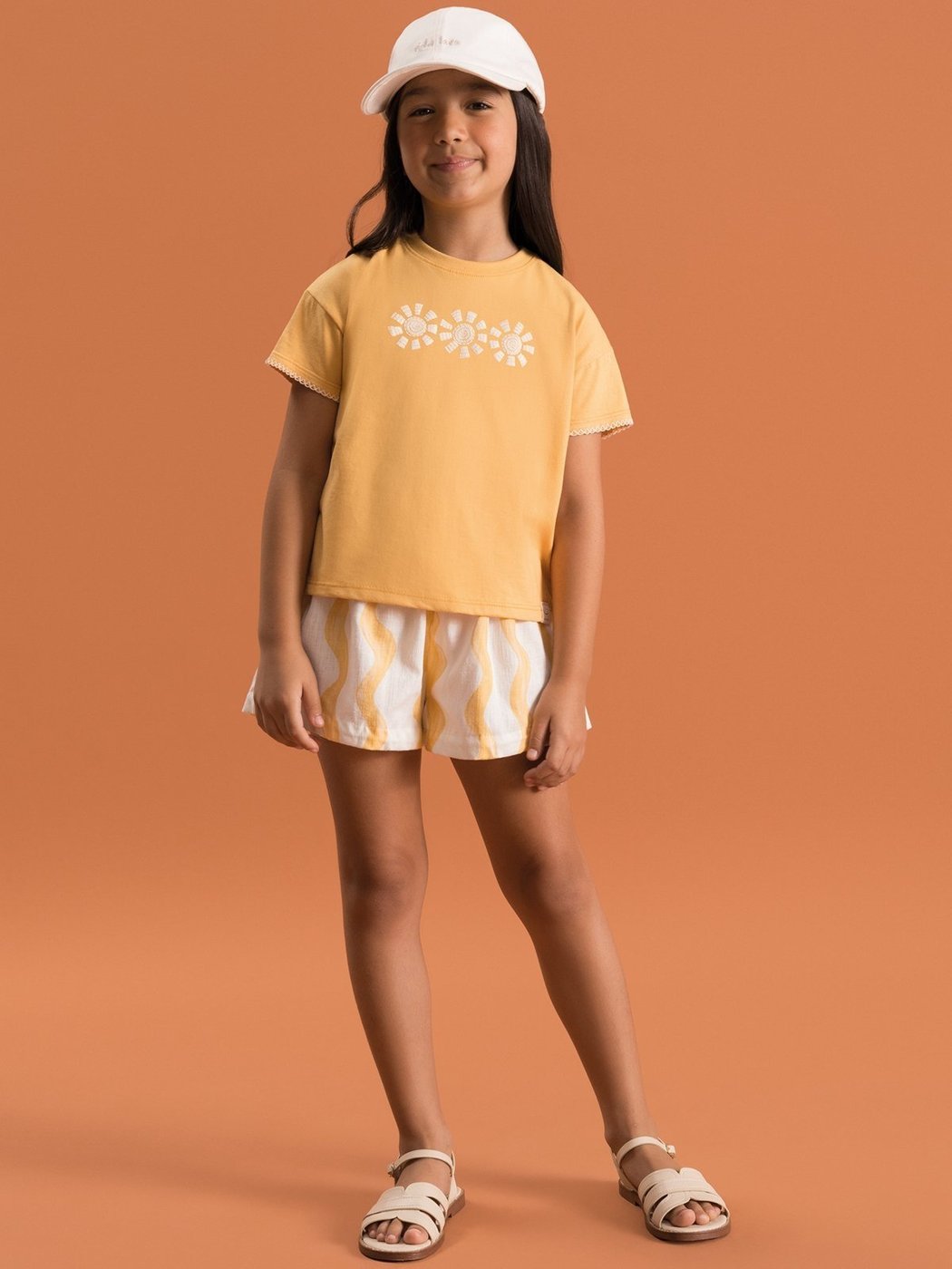 Imagem principal Infantil - Conjunto Bugbee Malha Natural e Tecido de Algodão com Lyocel Estampado amarelo/off-white natural Bugbee amarelo/off-white natural