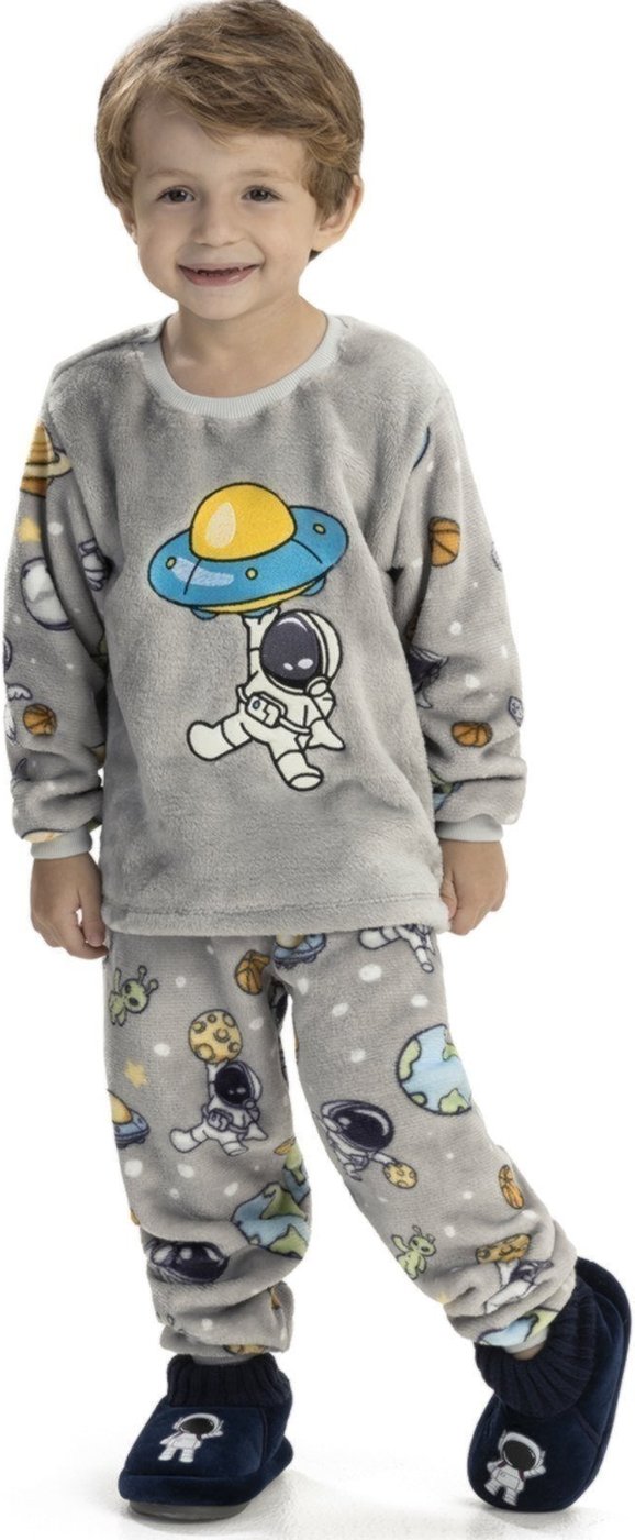 Imagem principal Pijama de Inverno Em Fleece Menino Brilha no Escuro Magicamente Astronauta Magicamente Kids cinza Magicamente Kids cinza