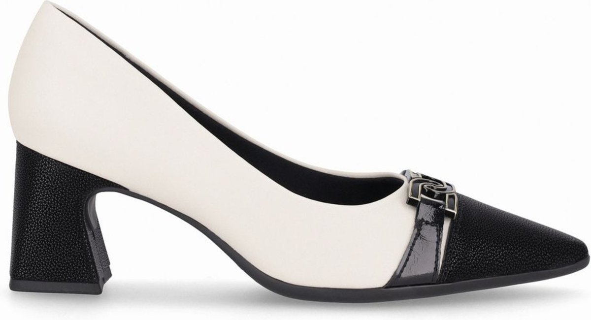 Imagem principal Scarpin Irene Salto Alto Off White com Preto Piccadilly branco white Piccadilly branco white
