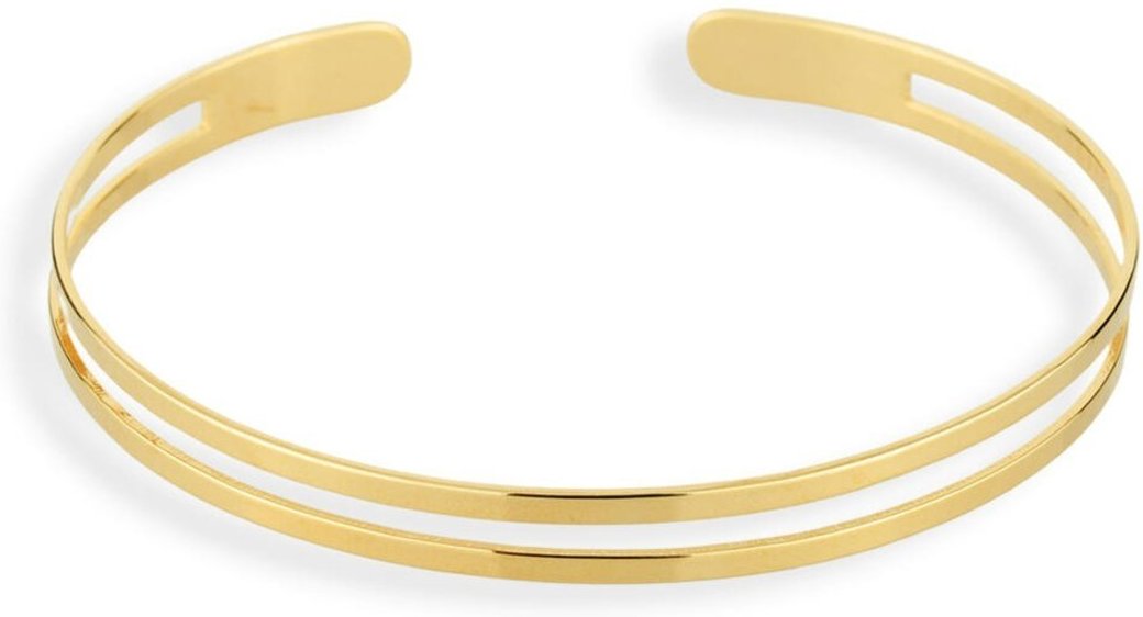 Bracelete Semijoia Fio Duplo Liso Polido Banhado A Ouro 18K Brc