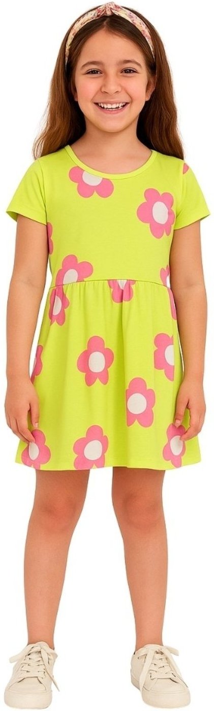 Infantil - Vestido Brandili Manga Curta Flores Lima