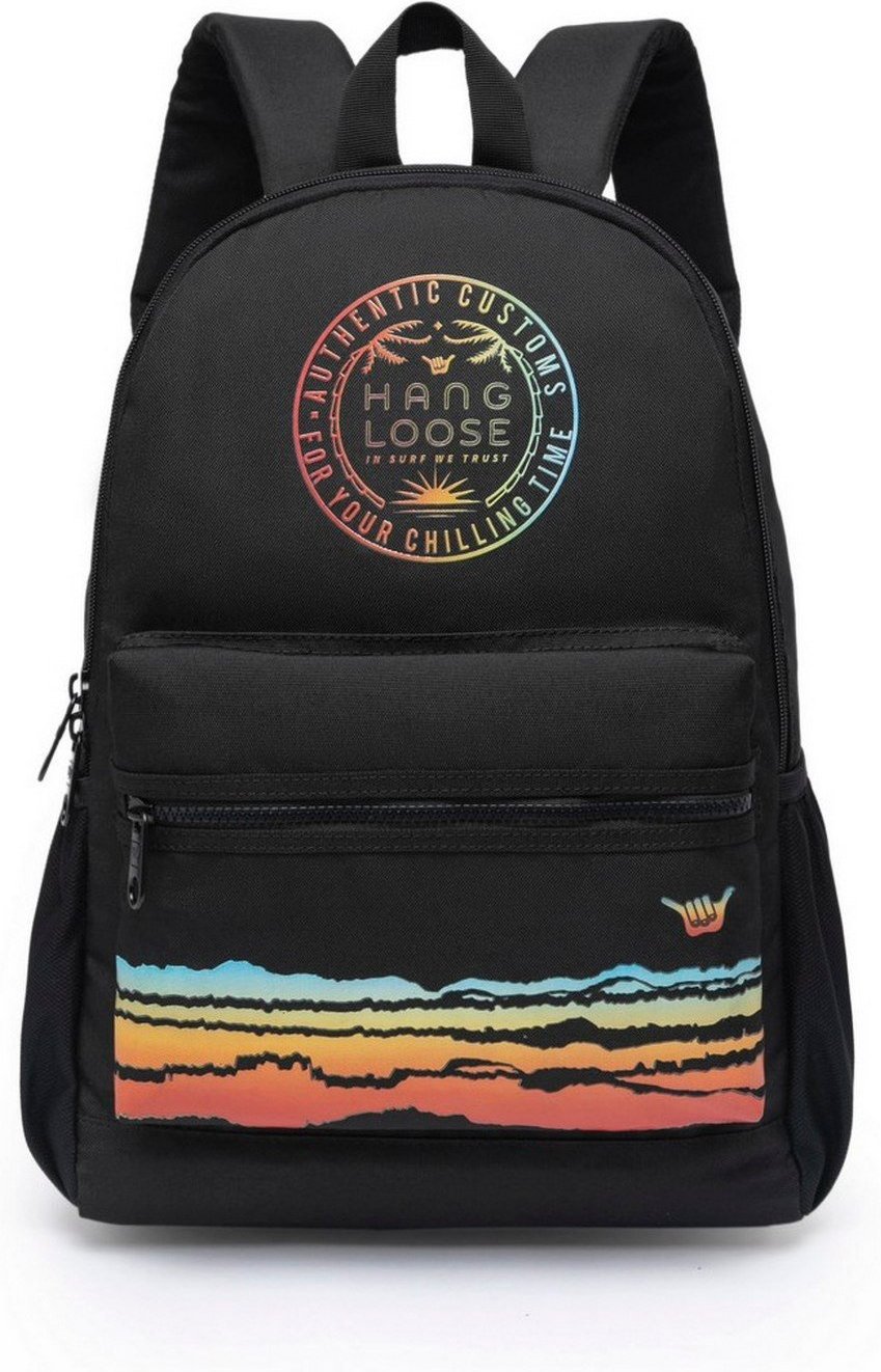 Imagem principal Infantil - Mochila Juvenil Masculina Hang Loose Faculdade Reforçada Espaçosa laranja/preto Hang Loose laranja/preto