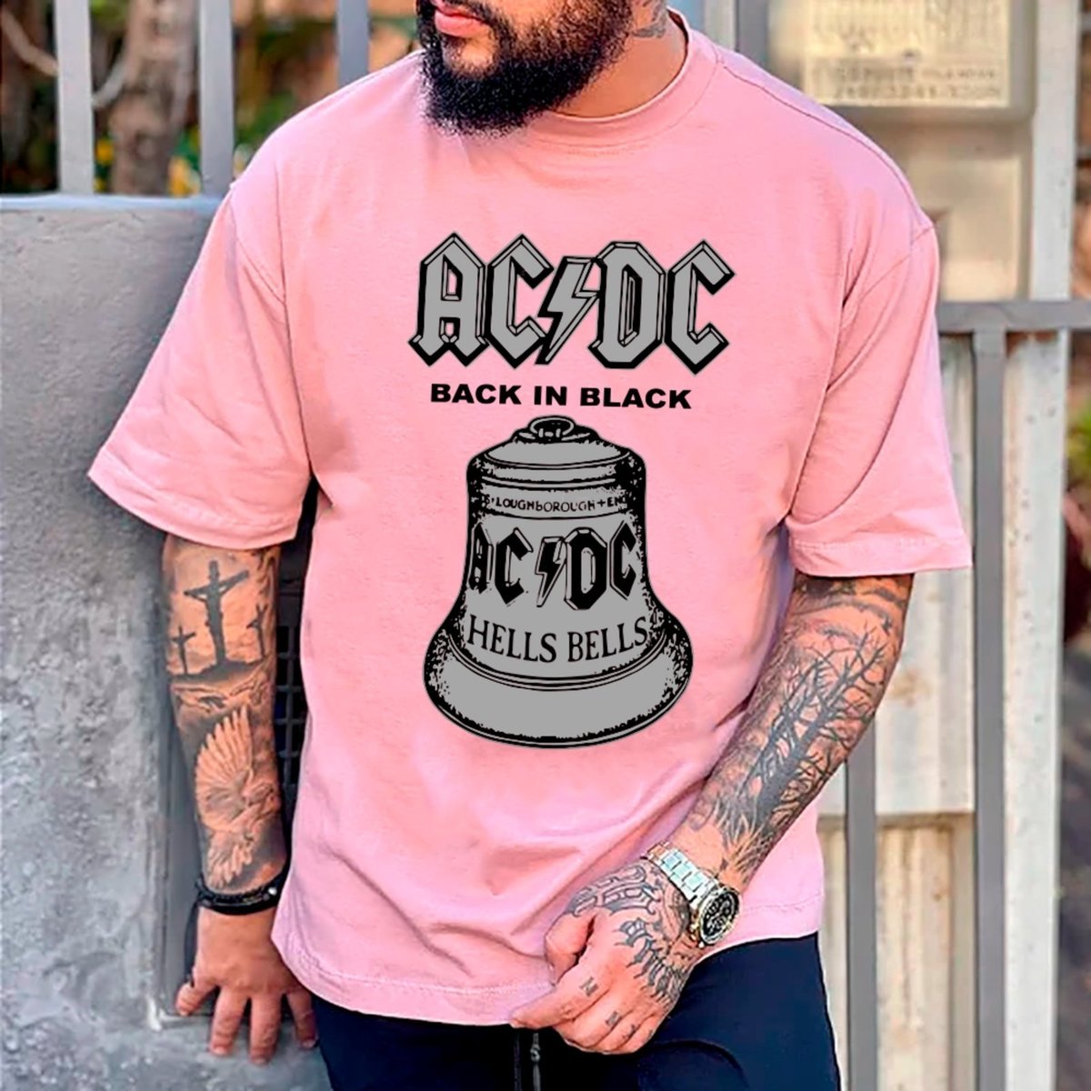 Imagem principal Camiseta Ousy Básica AC DC Hells Bells Estampa Clássica Unissex rosa ousy rosa