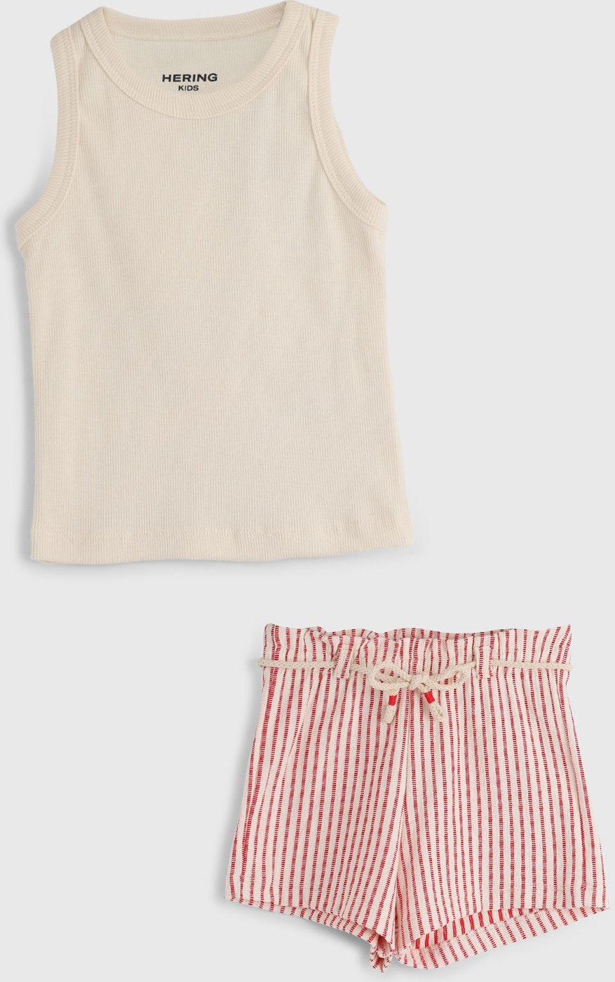 Imagem principal Infantil - Conjunto Curto Hering Regata Listrado Off-White/Vernelho Hering Kids off-white white Hering Kids off-white white