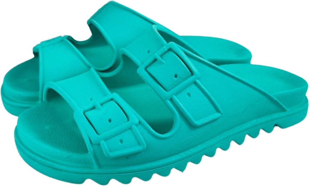 Chinelo Feminino Flat Anna Andrade Casual Anatômico Versátil Conforto Papete Verão Turquesa