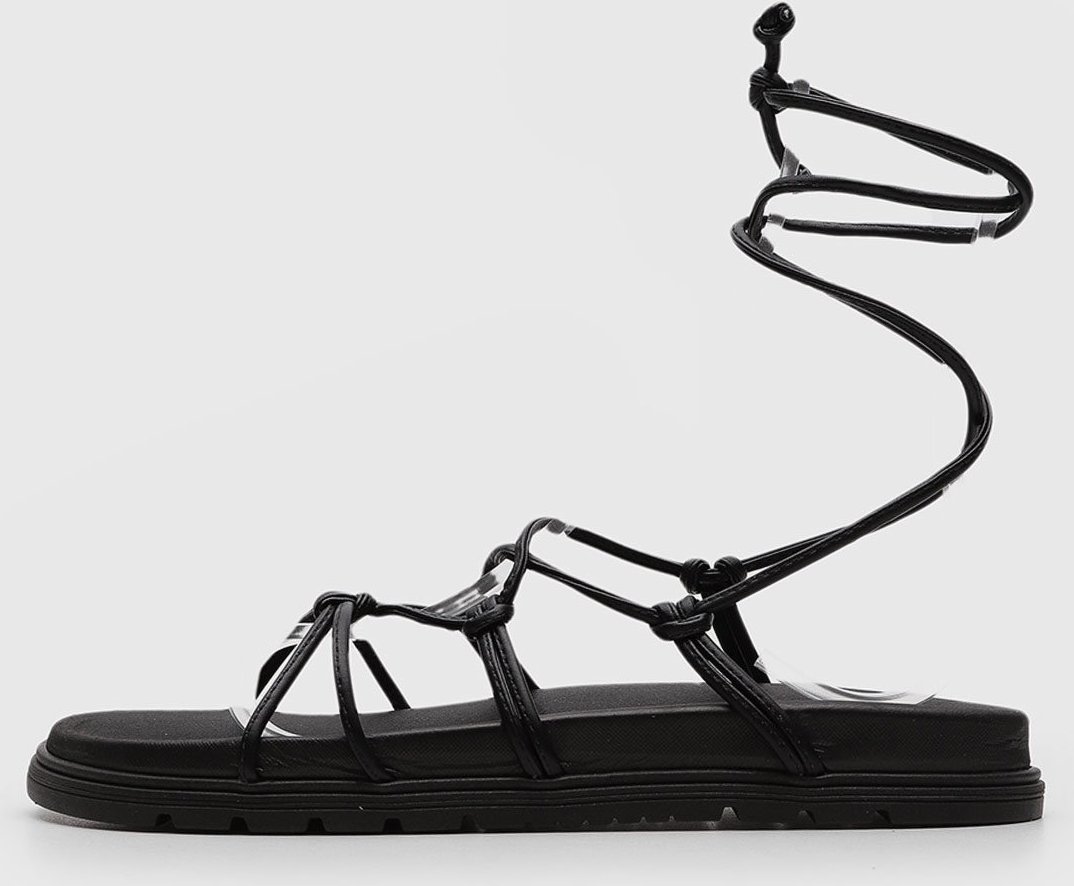 Sandália Flat Via Uno Tiras Preta