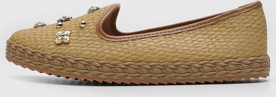 Imagem principal Sapatilha Feminina Moleca Trançado Aplicação Flor Pedraria bege MOLECA bege