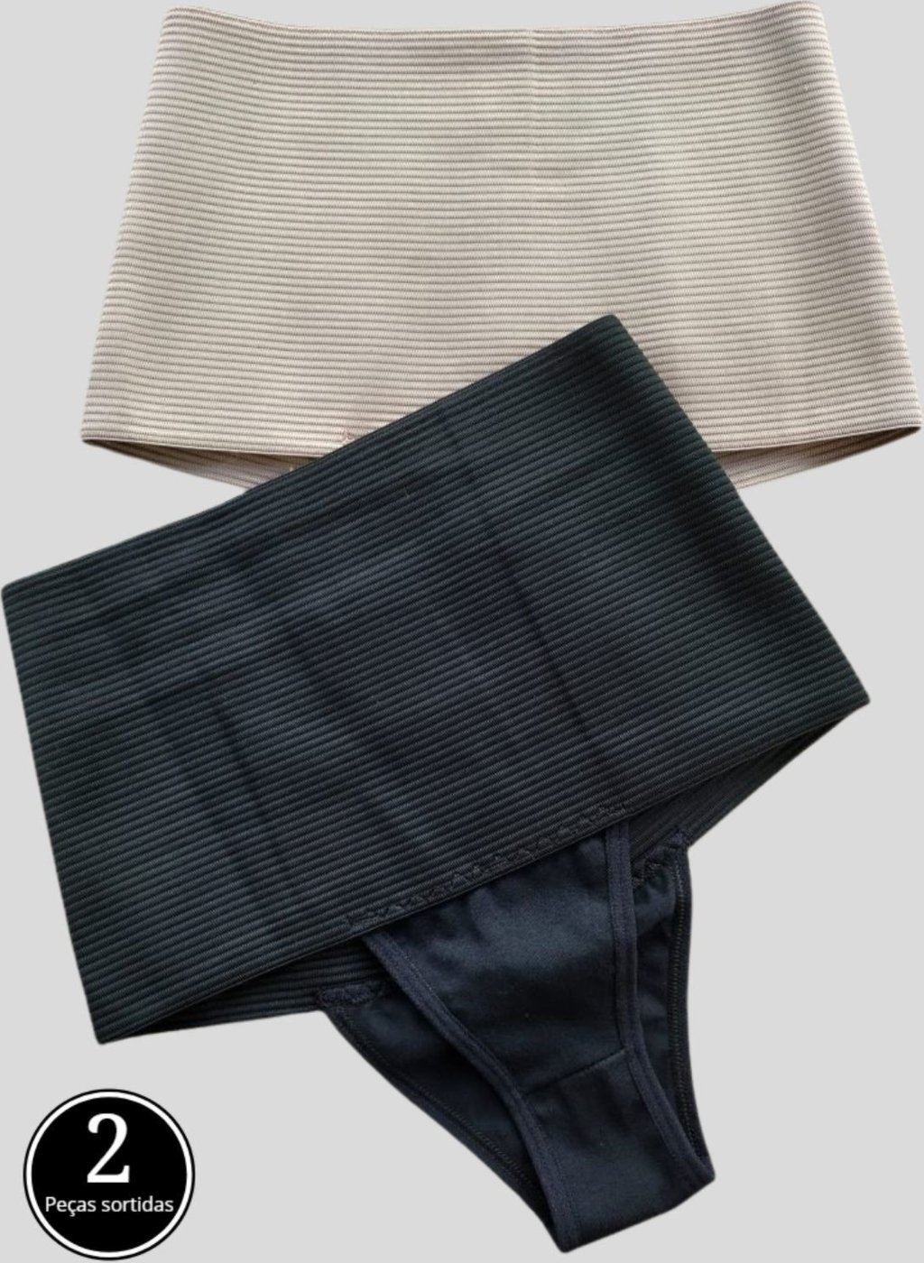 Imagem principal Kit 2 Calcinhas Cinta Modeladora Alta Compressão Redutora 18cm e VEKYO bege/preto VEKYO bege/preto