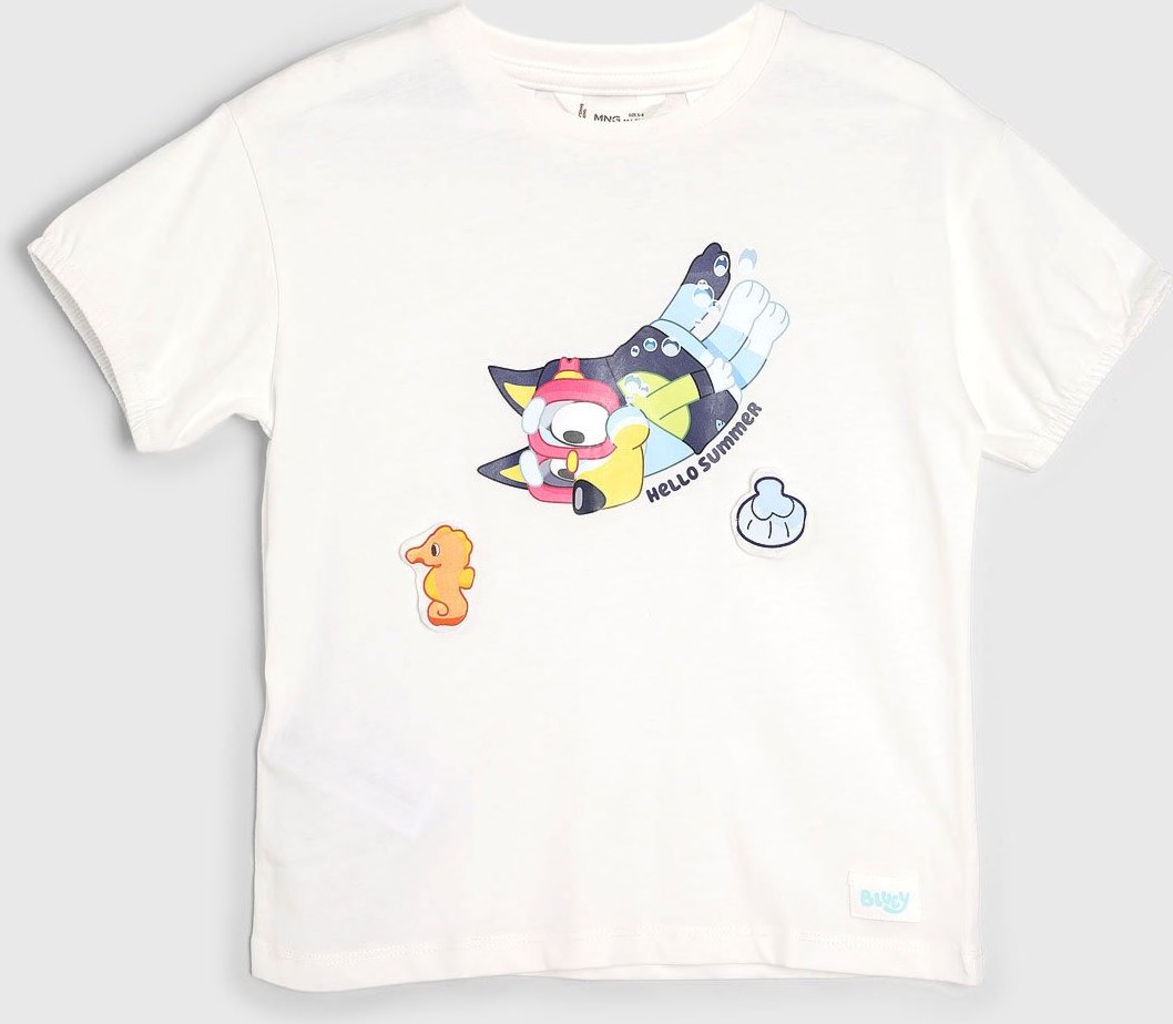 Imagem principal Camiseta MANGO Bluey Hello Summer Branca Mango Kids branco Mango Kids branco