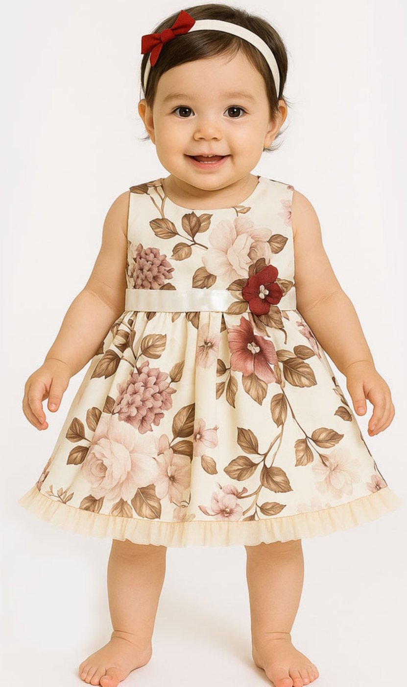 Imagem principal Infantil - Vestido para Manga Curta Mavi Mega Loja do Bebê bege Mega Loja do Bebê bege