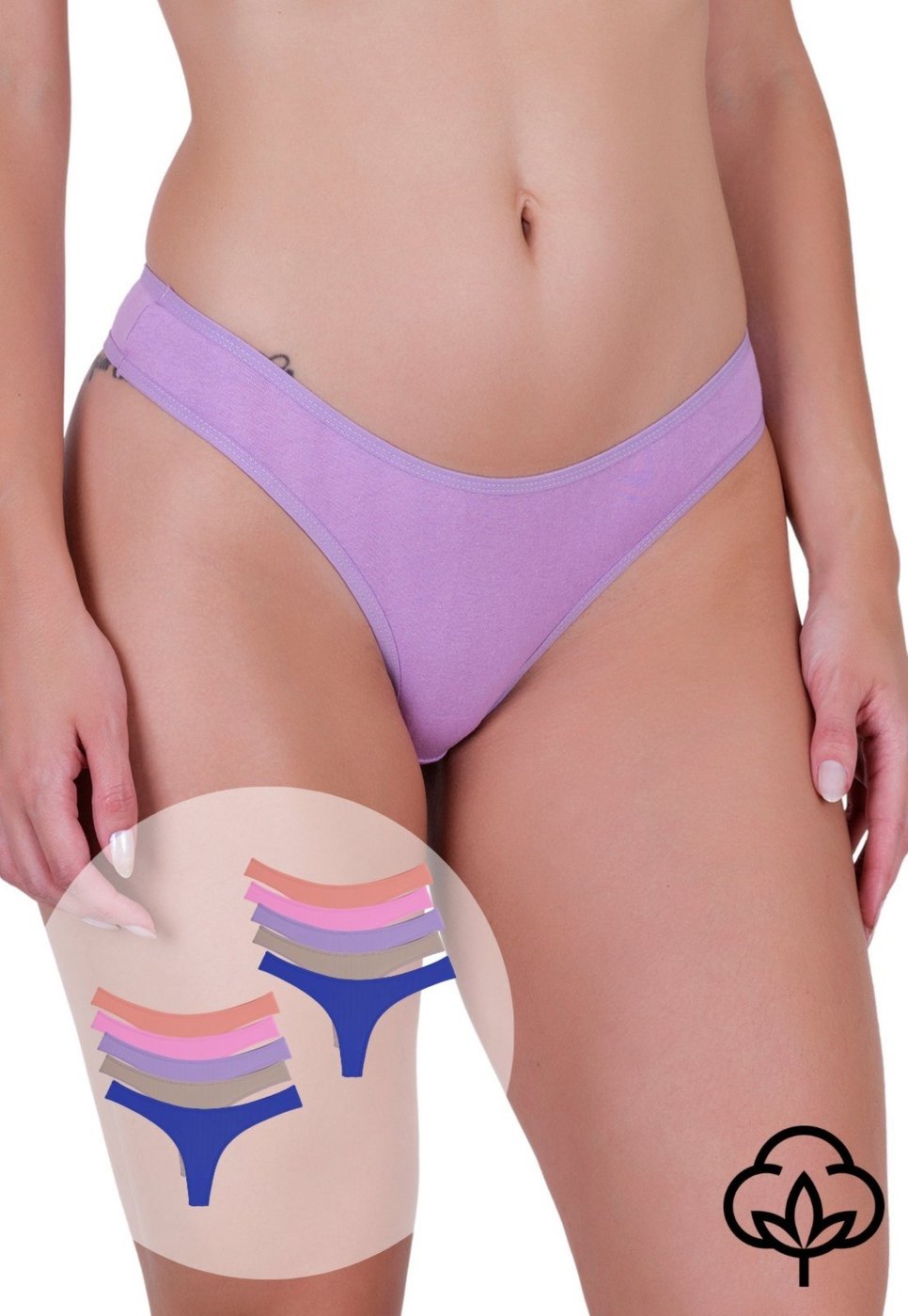 Kit 10 Calcinhas Femininas Fio Dental Algodão Aveludado Discreta