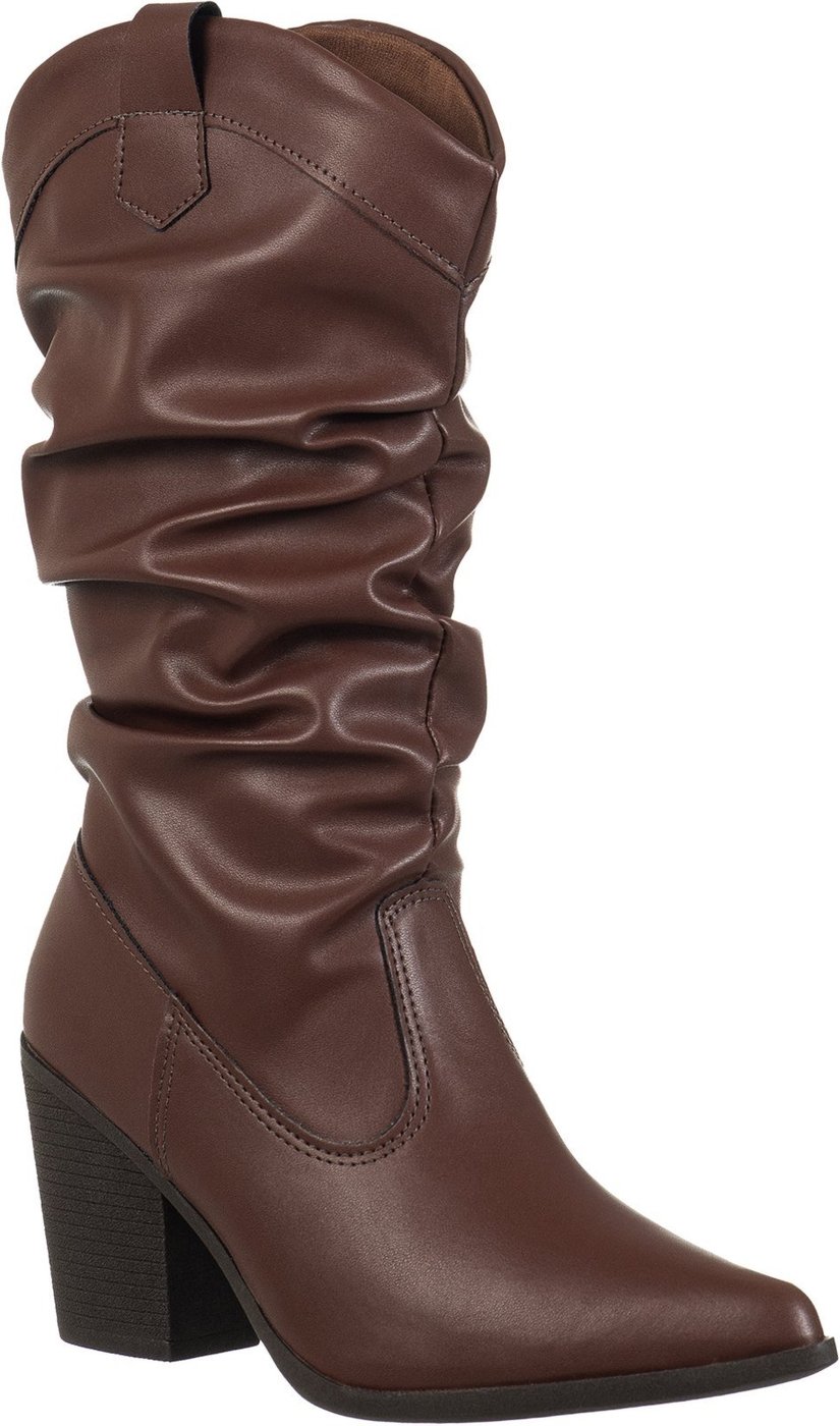 Bota Cano Médio GigiL Enrrugado Slouch Bico Fino Terra