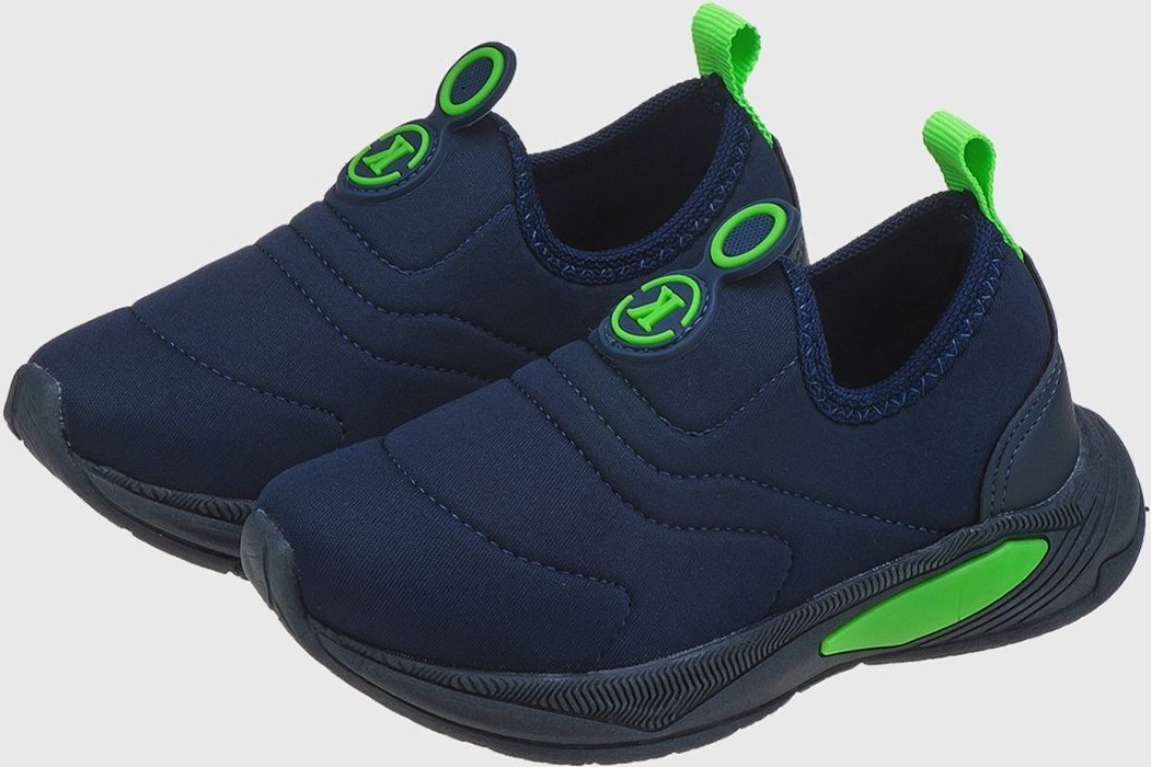 Imagem principal Infantil - tep Tenis Escolar Calce Fácil K Masculino Bordado Marinho com Verde Kidstep azul marinho verde Kidstep azul marinho verde