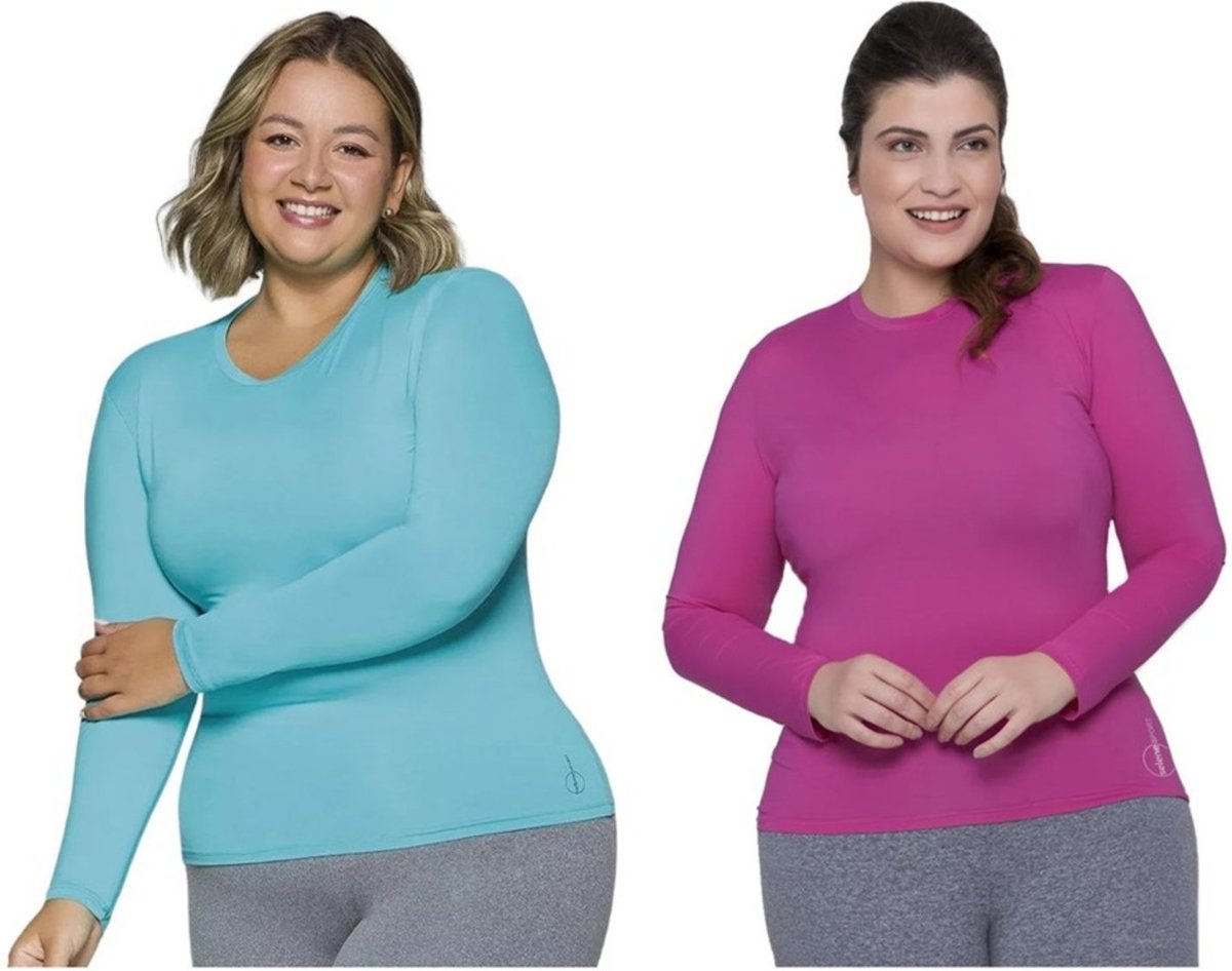 Imagem principal Kit 2 Camisas Térmicas Selene Proteção UV Plus Size Feminina rosa SELENE rosa