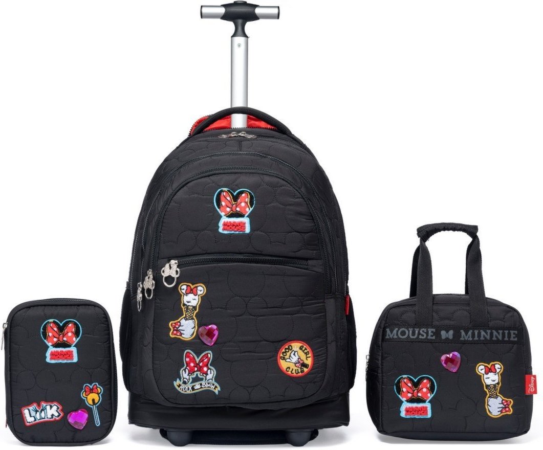 Imagem principal Infantil - Kit Mochila Lancheira Estojo Minnie Mouse Disney Menina Juvenil Escolar Espaçosa preto Disney preto