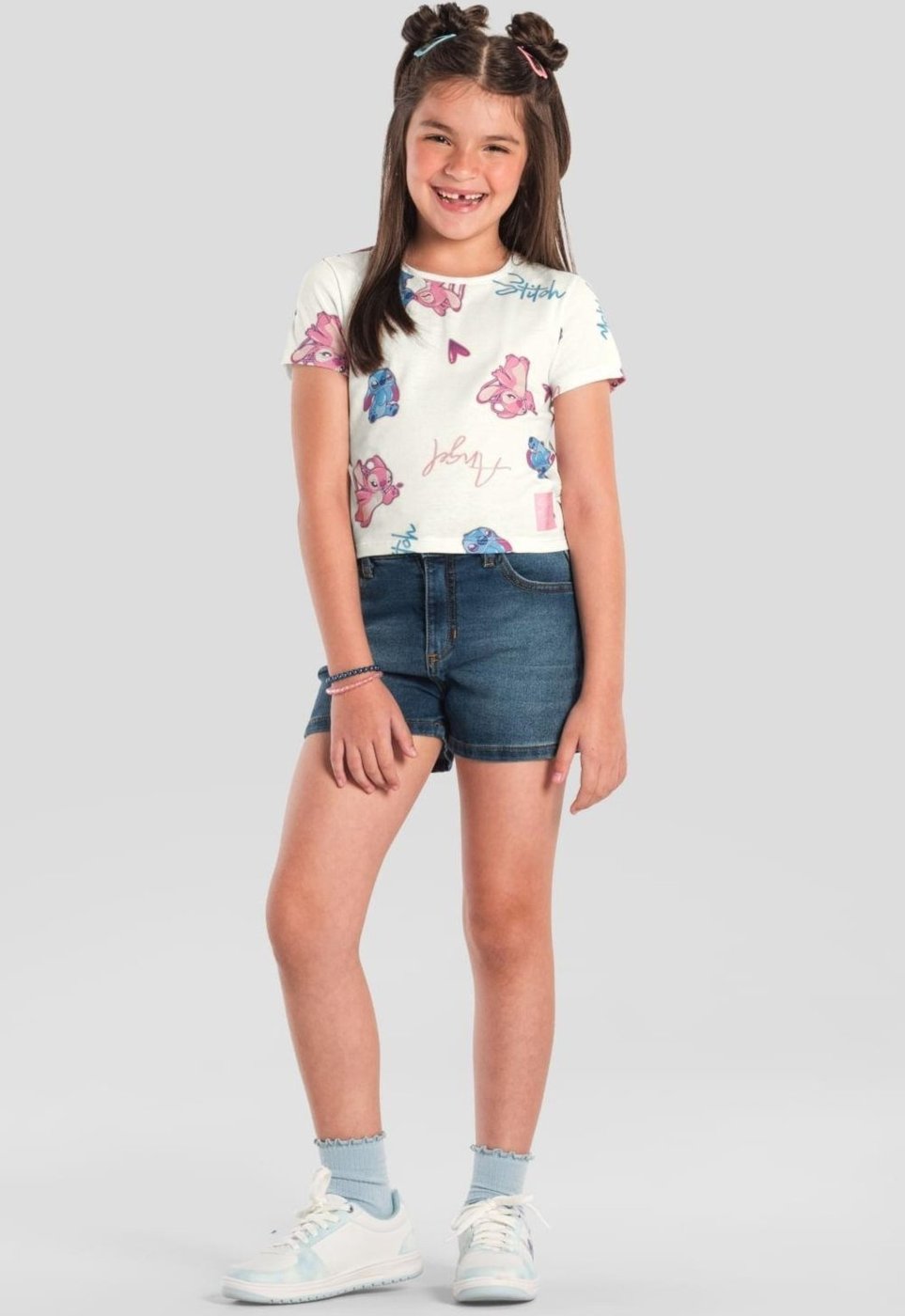 Imagem principal Infantil - Blusa menina do Stitch cropped Brandili nude Brandili nude