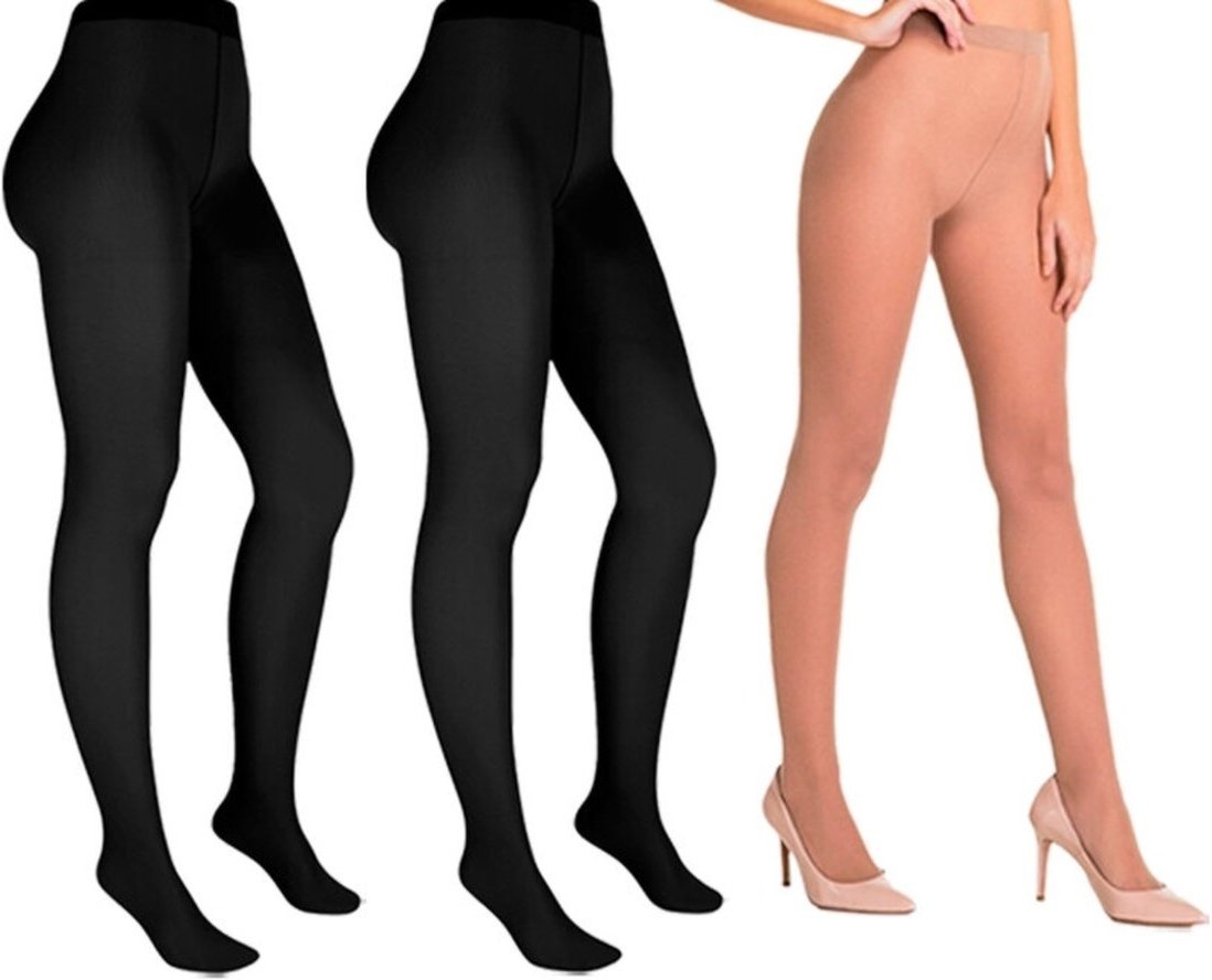 Kit com 3 Meias Calças Fio 20 Europeu Trifil 6308 1xg