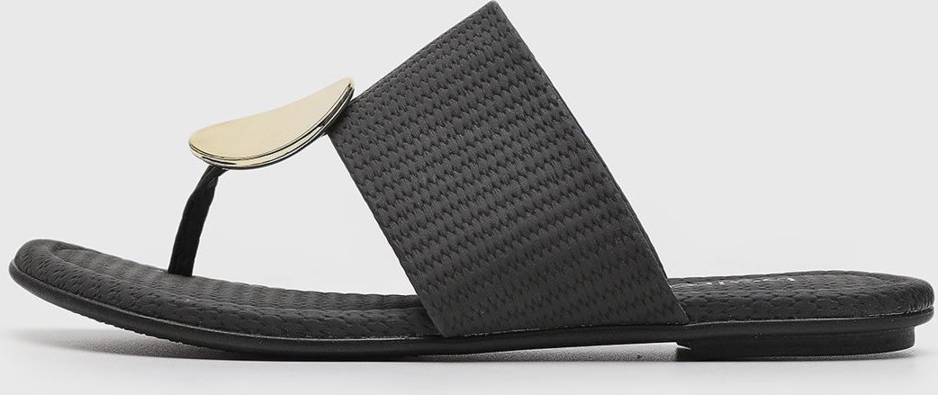 Imagem principal Rasteira Feminina Beira Rio Tira Larga Detalhe Metal Dourado Preta preto BEIRA RIO preto