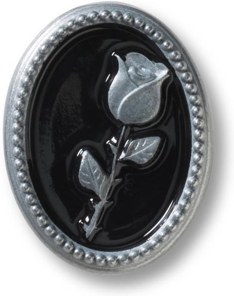 Infantil - Jibbitz™ Emblema de Rosa Preto e Prata Branco