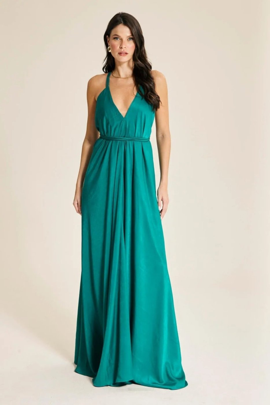 Imagem principal Vestido Longo Crepe Alças Finas Havai Festa Savage verde verde