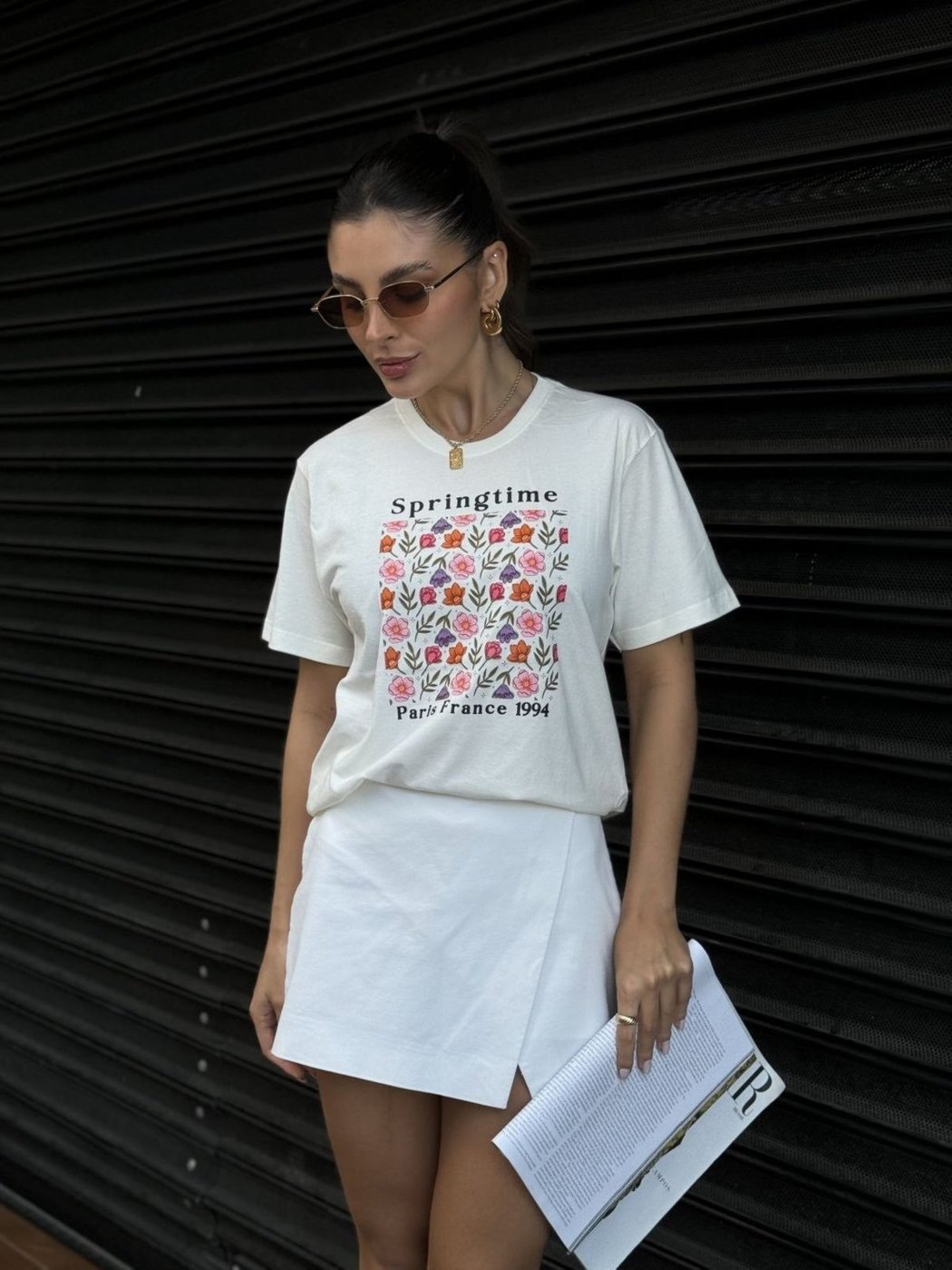 Camiseta Cianitas Off Estampa Springtime