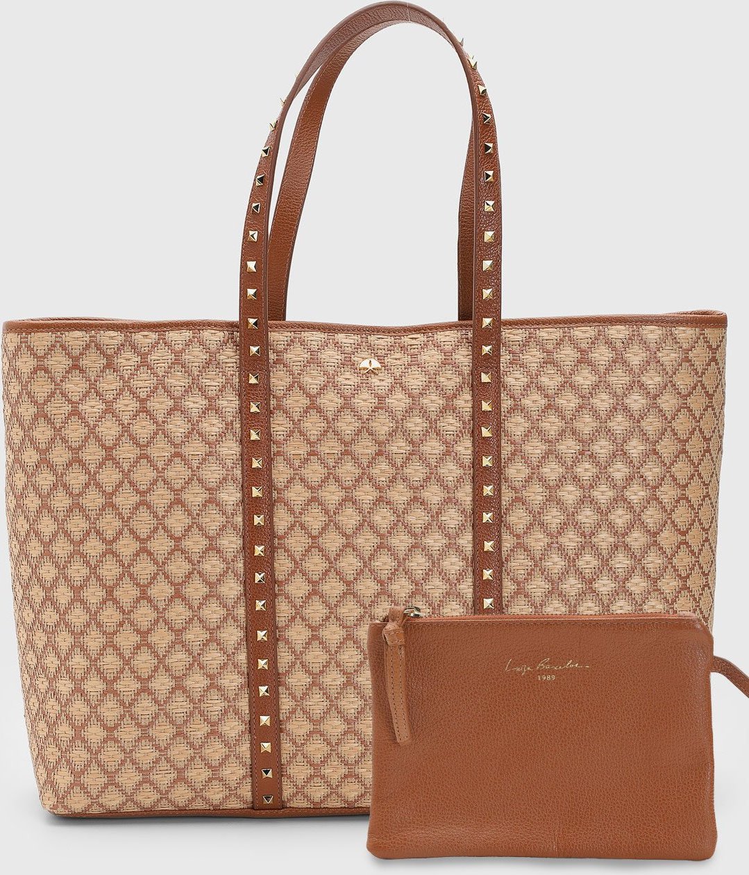 Imagem principal Bolsa Grande e Necessaire Luiza Barcelos Tramado Geométrico marrom marrom