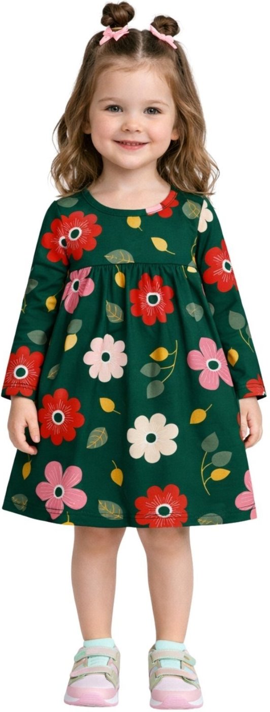 Imagem principal Infantil - Vestido Manga Longa Kyly Floral Pinheiro verde Kyly verde