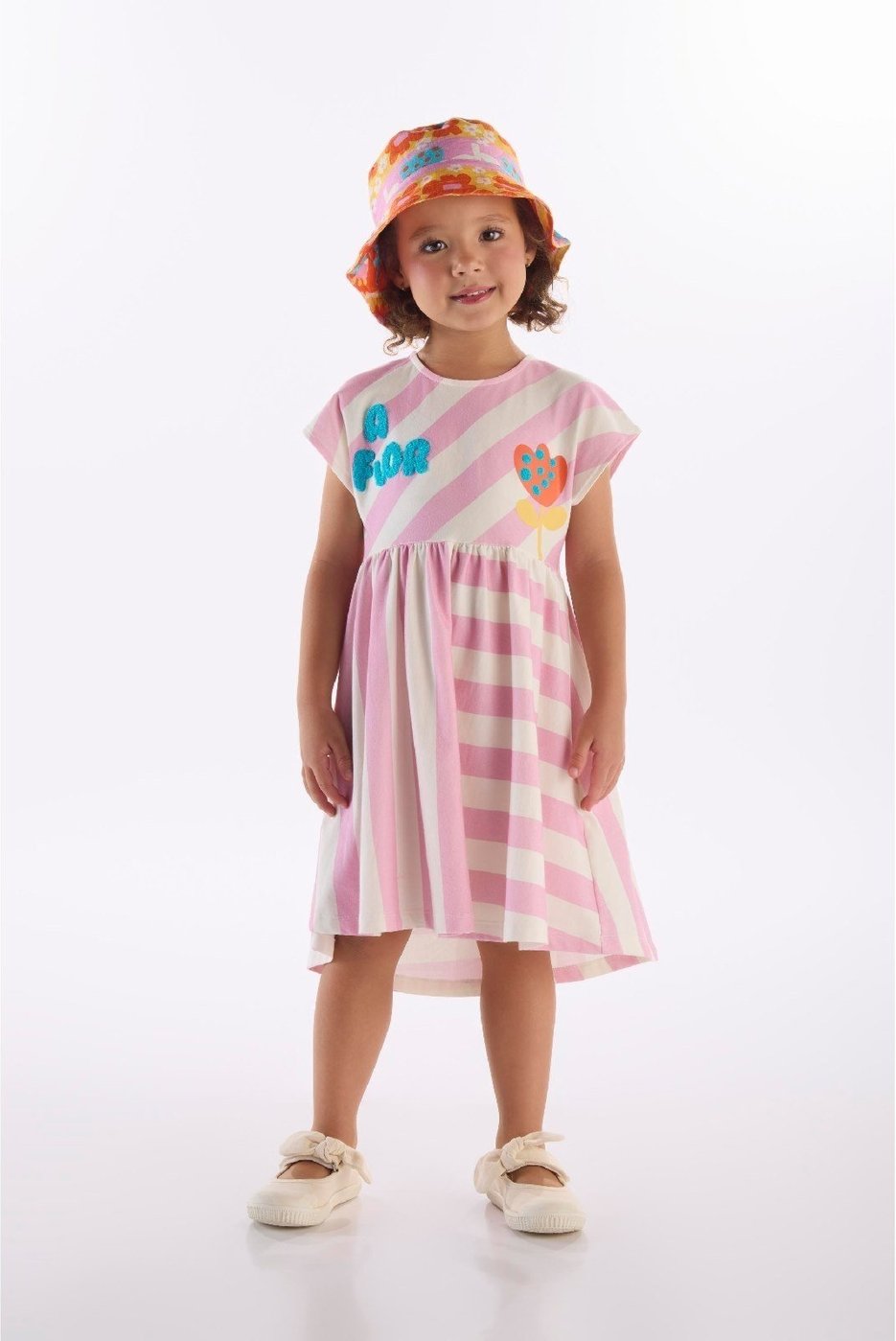 Imagem principal Infantil - Vestido Flores em Cotton Três e Já branco Três e Já branco