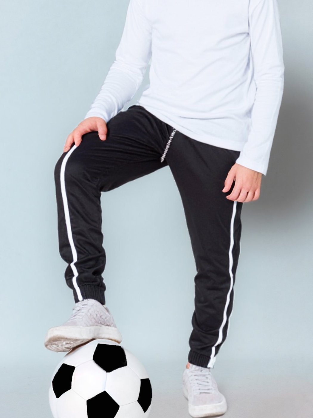 Imagem principal Infantil - Calça Jogger Frents Popular Tactel Leve Listra Lateral Uniforme Frent's preto Frent's preto