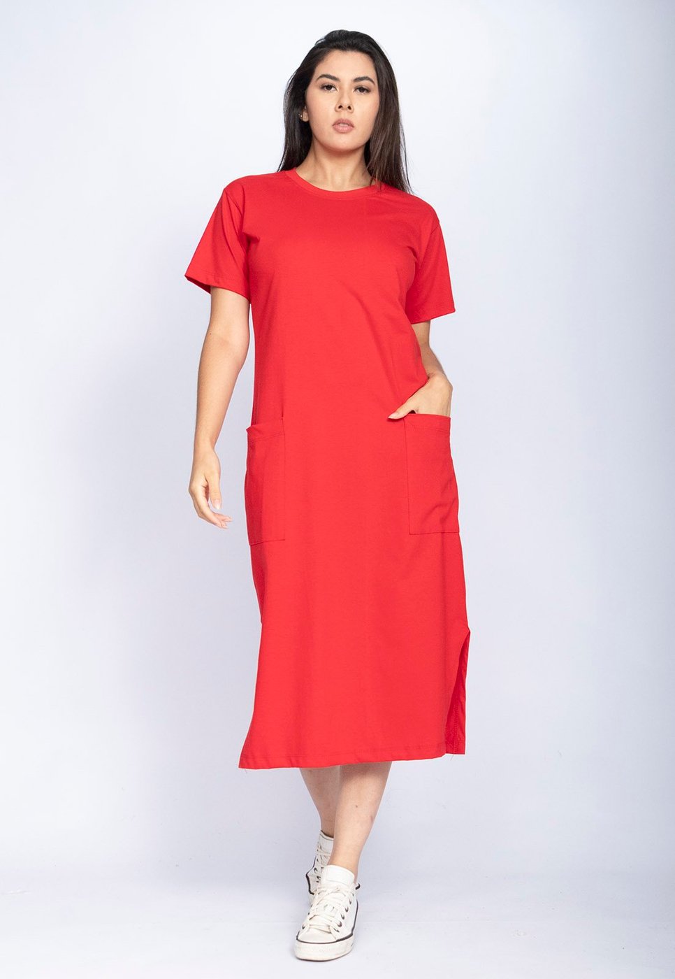 Vestido Cabanafree Midi Easy Algodão Manga Curta Energy