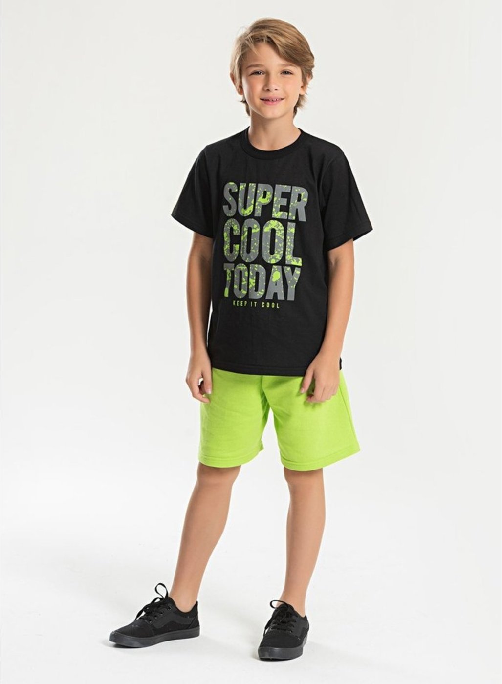 Imagem principal Infantil - Conjunto Verão Menino Camiseta e Bermuda Super Cool Today Molekada preto Molekada preto