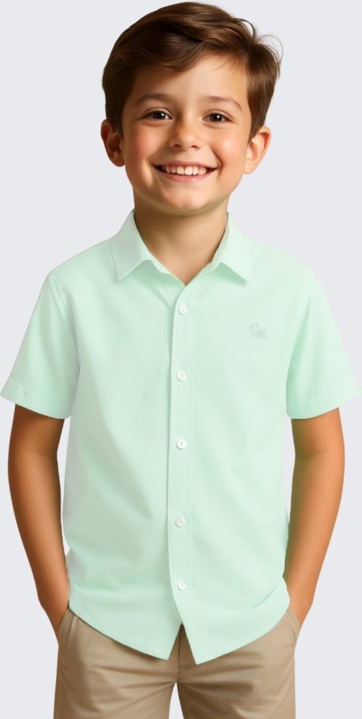 Infantil - Camisa Social Masculina Manga Curta Daze Modas Verde