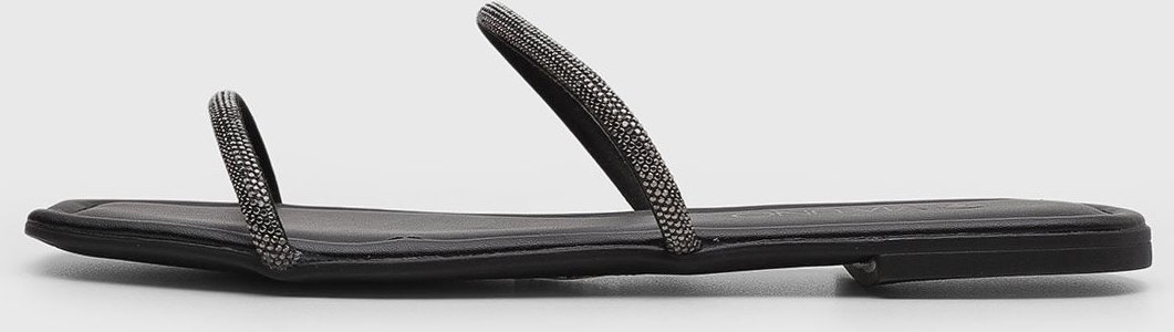 Rasteira Feminina Via Uno Tiras Brilhantes Preta