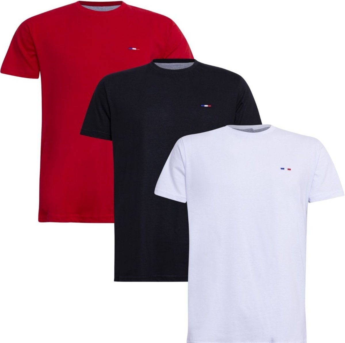 Imagem principal Kit 3 Peças Camisetas Básicas Masculina FMF Preto Vermelho em Algodão Premium no Estilo Tommy Bordado França laranja FMF laranja