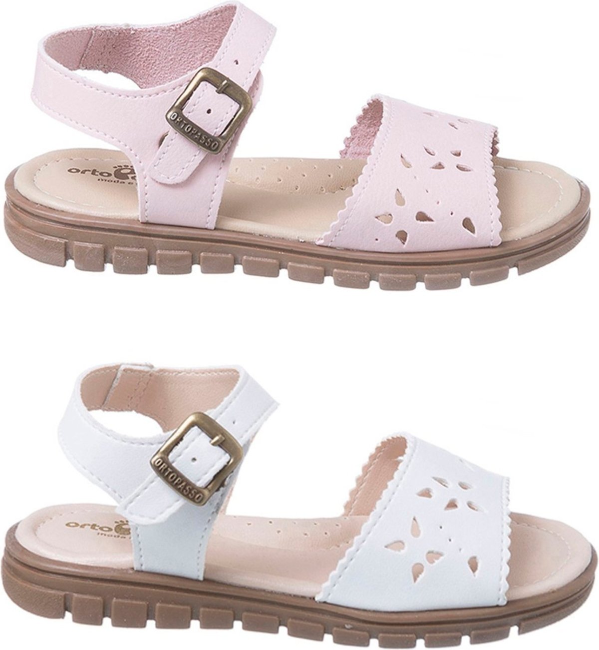 Imagem principal Infantil - Kit com 2 Pares Sandália Ortopasso Anatômica Menina Escolar Básico branco Ortopasso branco