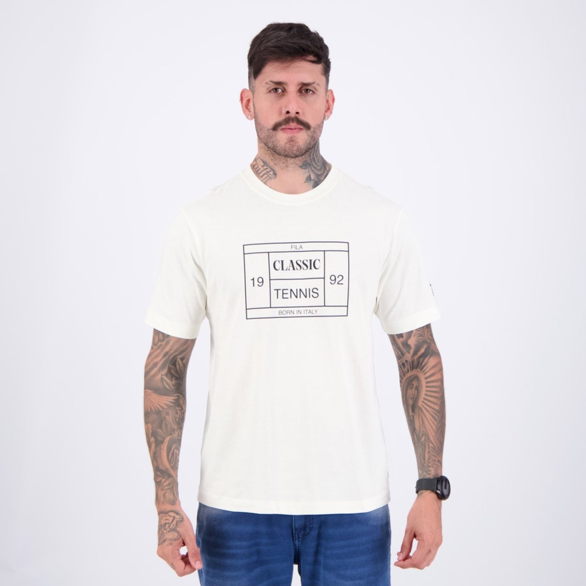 Imagem principal Camiseta Fila Comfort Tennis Union Classics Off White e Preto branco white Fila branco white