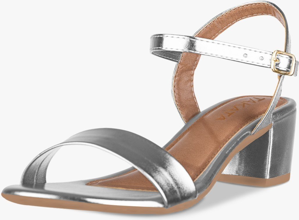 Imagem principal Sandália Feminina Salto Baixo Bloco Grosso Casual Confortável Tira Metalizada TAKATA BY RAFAEL TAKATA prata velho TAKATA BY RAFAEL TAKATA prata velho