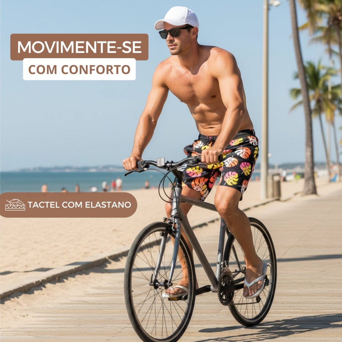 Imagem principal Bermuda Estampada KS Tactel Elastano Short Praia Verão Mauricinho preto KS preto